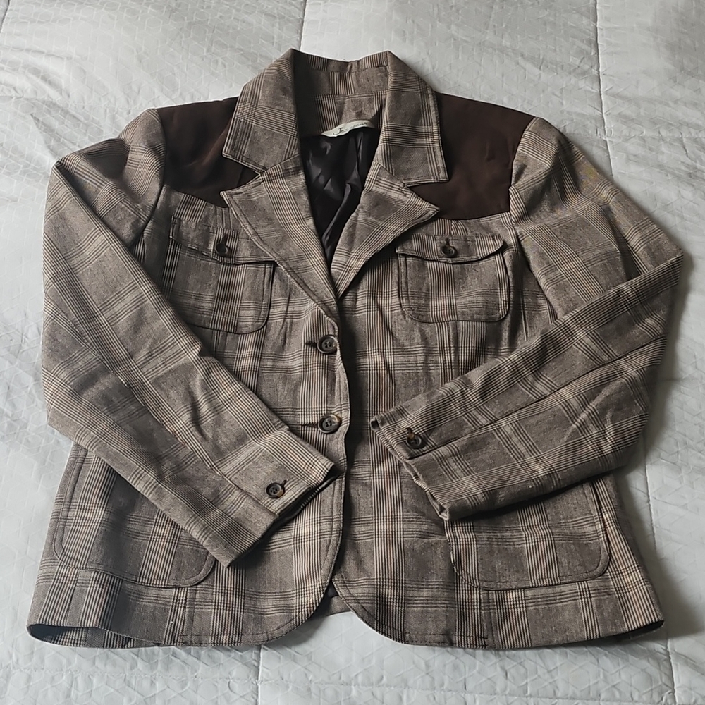 Jessica Plaid Brown Blazer